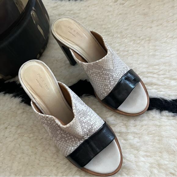 Rag & Bone Snake Embossed Leather Peep-Toe Heels - Picture 3 of 8